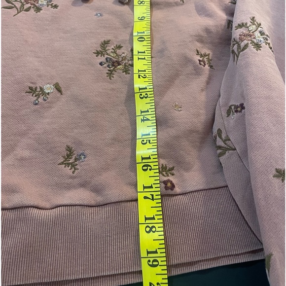 Anthropology Driftwood,Sweatshirt, Hoodie,distressed,floral,Rose,Burgundy,S - Picture 8 of 11